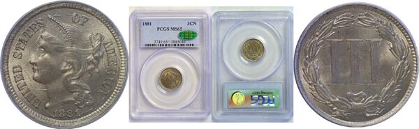 1881 Nickel Three Cent  -  PCGS MS-65  CAC
