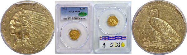 1914 $2 1/2 Indian  -  PCGS AU-58  CAC
