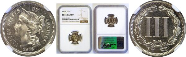 1878 Nickel Three Cent. -  NGC PF-65 Cameo