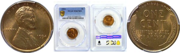 1934 Lincoln Cent  -  PCGS MS-67 RD