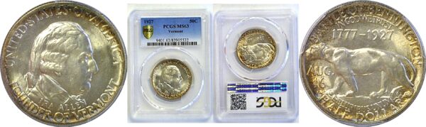 1927 Vermont Commemorative Half Dollar. -  PCGS MS-63