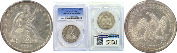 1842 Seated Liberty Half Dollar. -  PCGS AU-50