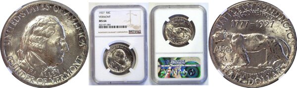 1927 Vermont Commemorative Half Dollar. -  NGC MS-64
