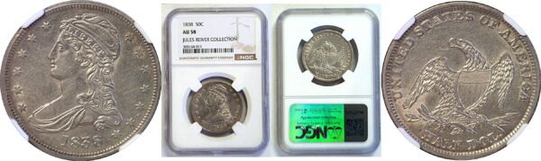 1838 Bust Half Dollar. -  NGC AU-58
