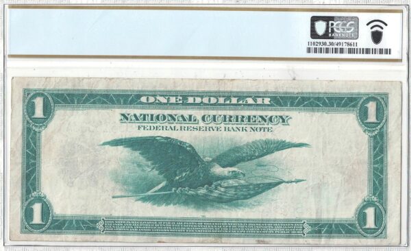 1918 $1 Federal Reserve Bank Note Fr-713 PCGS VF-30 - Image 3