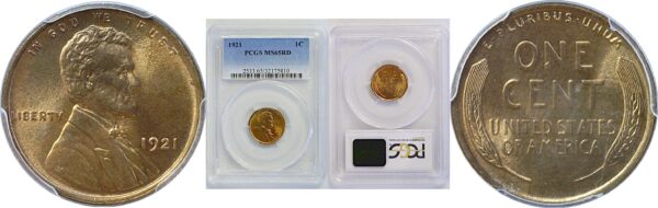 1921 Lincoln Cent  -  PCGS MS-65 RD