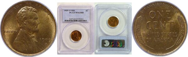 1909-S VDB Lincoln Cent. -  PCGS MS-63 RB