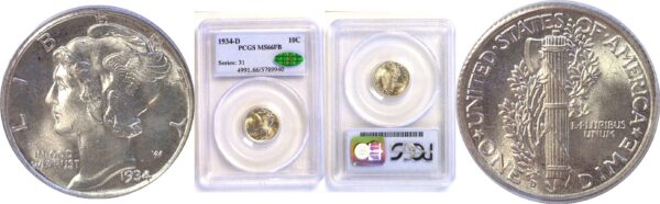 1934-D Mercury Dime  -  PCGS MS-66 FB   CAC