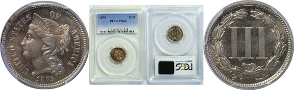 1879 Nickel Three Cent  -  PCGS PR-66