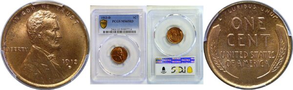 1913-D Lincoln Cent. -  PCGS MS-65 RD