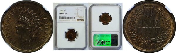 1865 Indian Head Cent  -  NGC MS-64 RB
