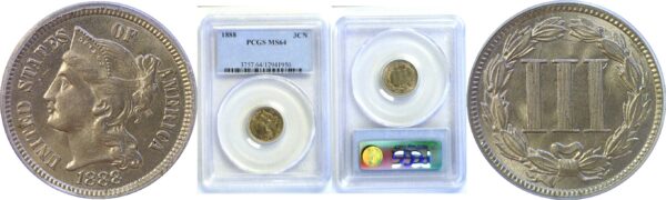 1888 Nickel Three Cent  -  PCGS MS-64
