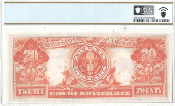 1922 $20 Gold Certificate Fr-1187 PCGS Gem CU-65 PPQ - Image 3