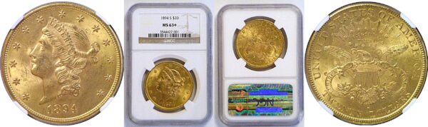 1894-S $20 Liberty. -  NGC MS-63+