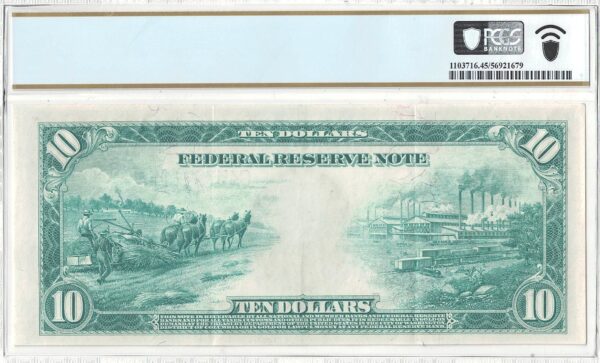 1914 $10 Federal Reserve Note Fr-915a PCGS XF-45 PPQ - Image 3