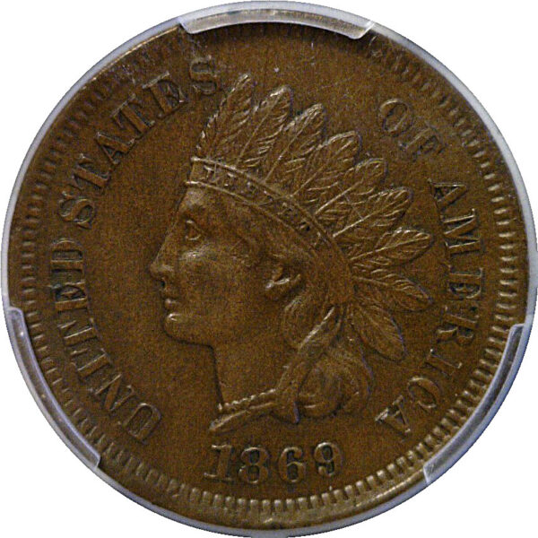 1869 Indian Head Cent. -  PCGS AU-55 - Image 2