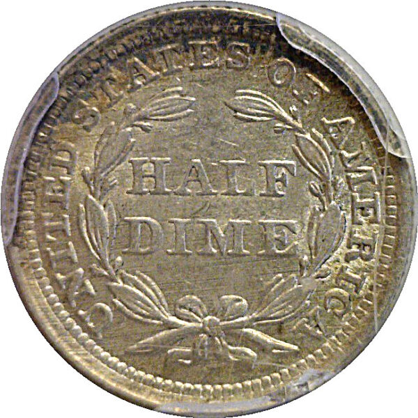 1855 Arrows.  Seated Liberty Half Dime  -  PCGS AU-58 - Image 3