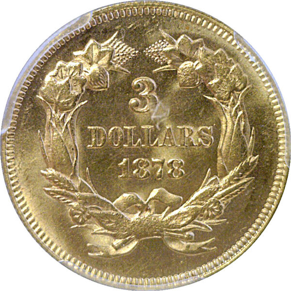 1878 $3 Princess  -  PCGS MS-64  CAC - Image 3