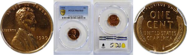 1939 Lincoln Cent  -  PCGS PR-65 RD
