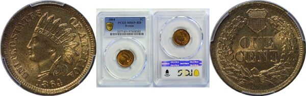 1864 Bronze. Indian Head Cent  -  PCGS MS-65+ RB