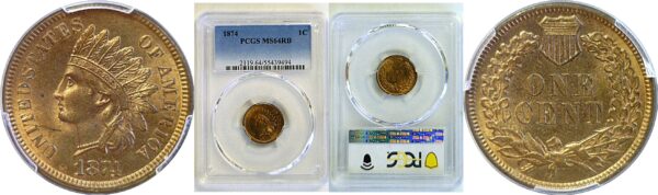 1874 Indian Head Cent  -  PCGS MS-64 RB