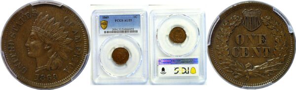 1869 Indian Head Cent. -  PCGS AU-55
