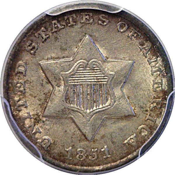 1851-O Silver Three Cent  -  PCGS MS-64 - Image 2