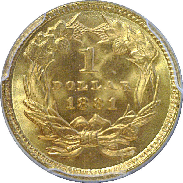 1881 One Dollar Gold Coin  -  PCGS MS-67+  CAC - Image 3