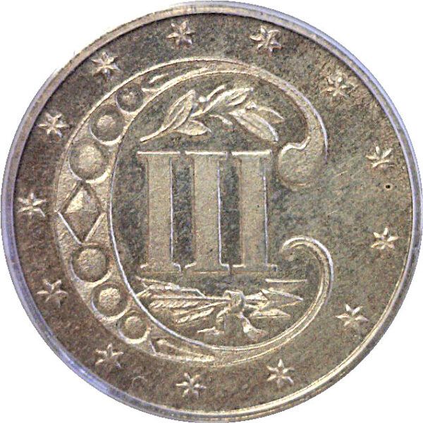 1866 Silver Three Cent  -  PCGS MS-64  CAC - Image 3