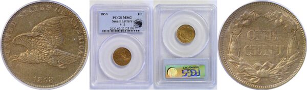 1858 Small Letters.  Flying Eagle Cent  -  PCGS MS-62