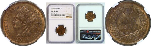 1909 Indian Head Cent. -  NGC MS-62 RB