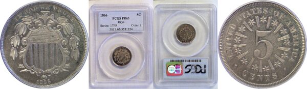 1866 Shield Nickel. -  PCGS PR-65
