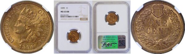 1890 Indian Head Cent  -  NGC MS-65 RB