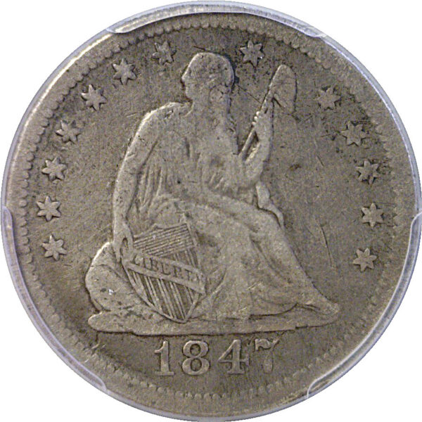 1847-O Seated Liberty Quarter  -  PCGS F-12 - Image 2