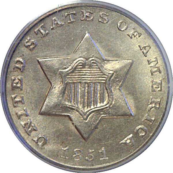1851-O Silver Three Cent  -  PCGS MS-64 - Image 2
