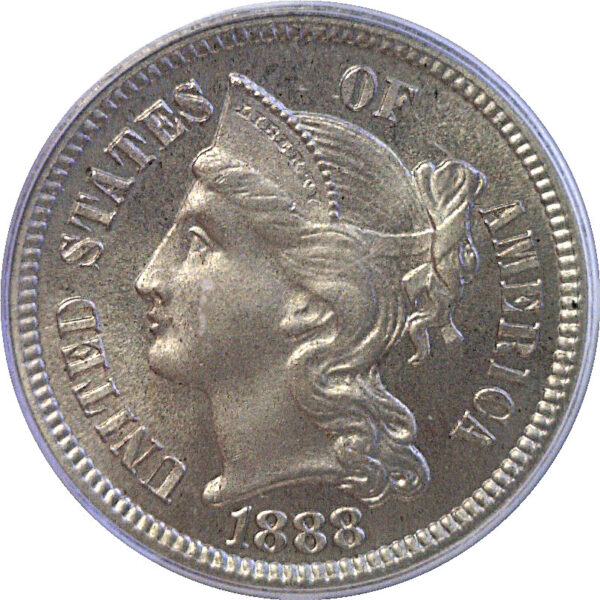 1888 Nickel Three Cent  -  PCGS PR-66   CAC - Image 2