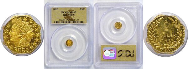 1880 25c California Fractional Gold. BG-799X.  -  PCGS MS-65