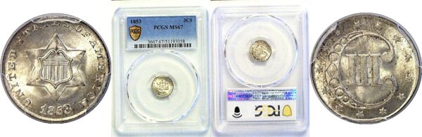 1853 Silver Three Cent. -  PCGS MS-67
