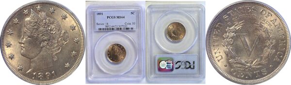 1891 Liberty Nickel. -  PCGS MS-64