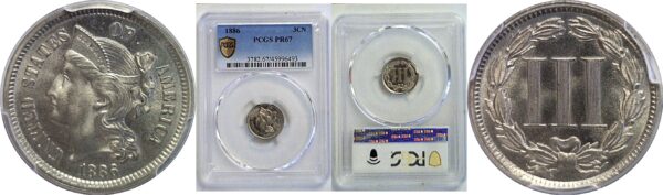 1886 Nickel Three Cent  -  PCGS PR-67