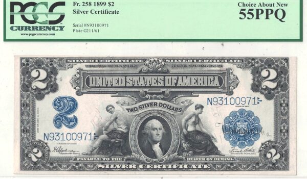 1899 $2 Silver Certificate Fr-258 PCGS AU 55-PPQ - Image 2