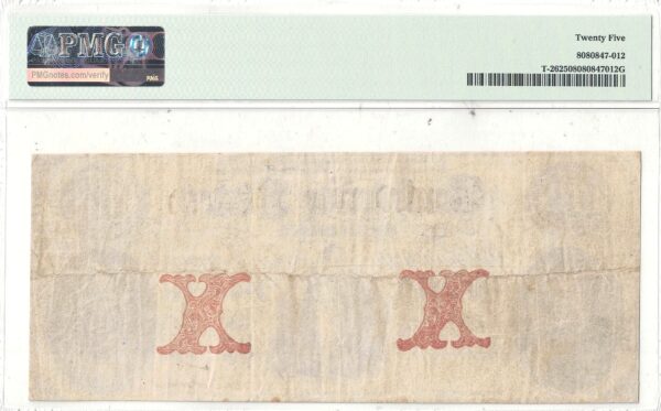 1861 $10 Confederate Note T-26 PMG VF-25 - Image 3