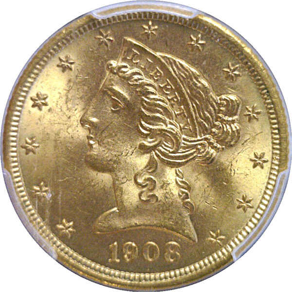 1908 $5 Liberty  -  PCGS MS-65+ - Image 2