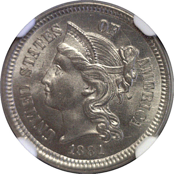 1881 Nickel Three Cent  -  NGC MS-65 - Image 2