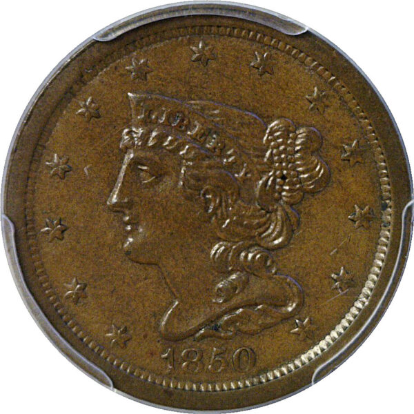 1850 Half Cent  -  PCGS MS-63 BN - Image 2