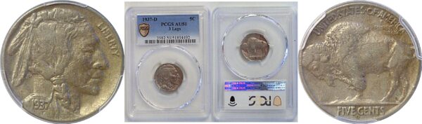 1937-D 3 legs. Buffalo Nickel  -  PCGS AU-50