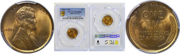 1909-VDB Doubled Die Obverse.  Lincoln Cent  -  PCGS MS-64 RD