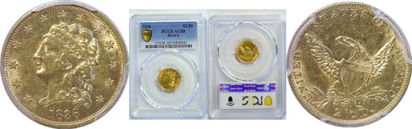 1836 $2 1/2 Classic  -  PCGS AU-58