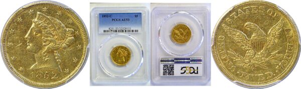 1852-C $5 Liberty. -  PCGS AU-53