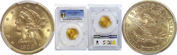 1908 $5 Liberty  -  PCGS MS-65+